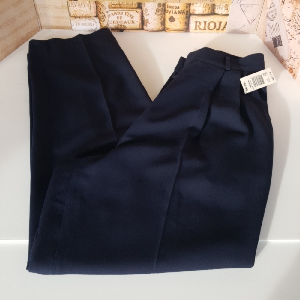 Della Spiga Italy VTG 80s Navy Blue Pleated Slacks (10)
